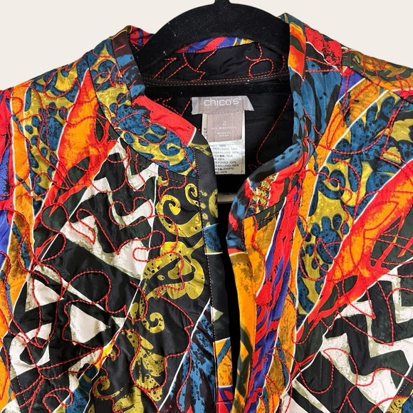 Chico's Women's Heritage Quilted Reversible Jacket Blazer Multicolor Size L - Picture 2 of 9